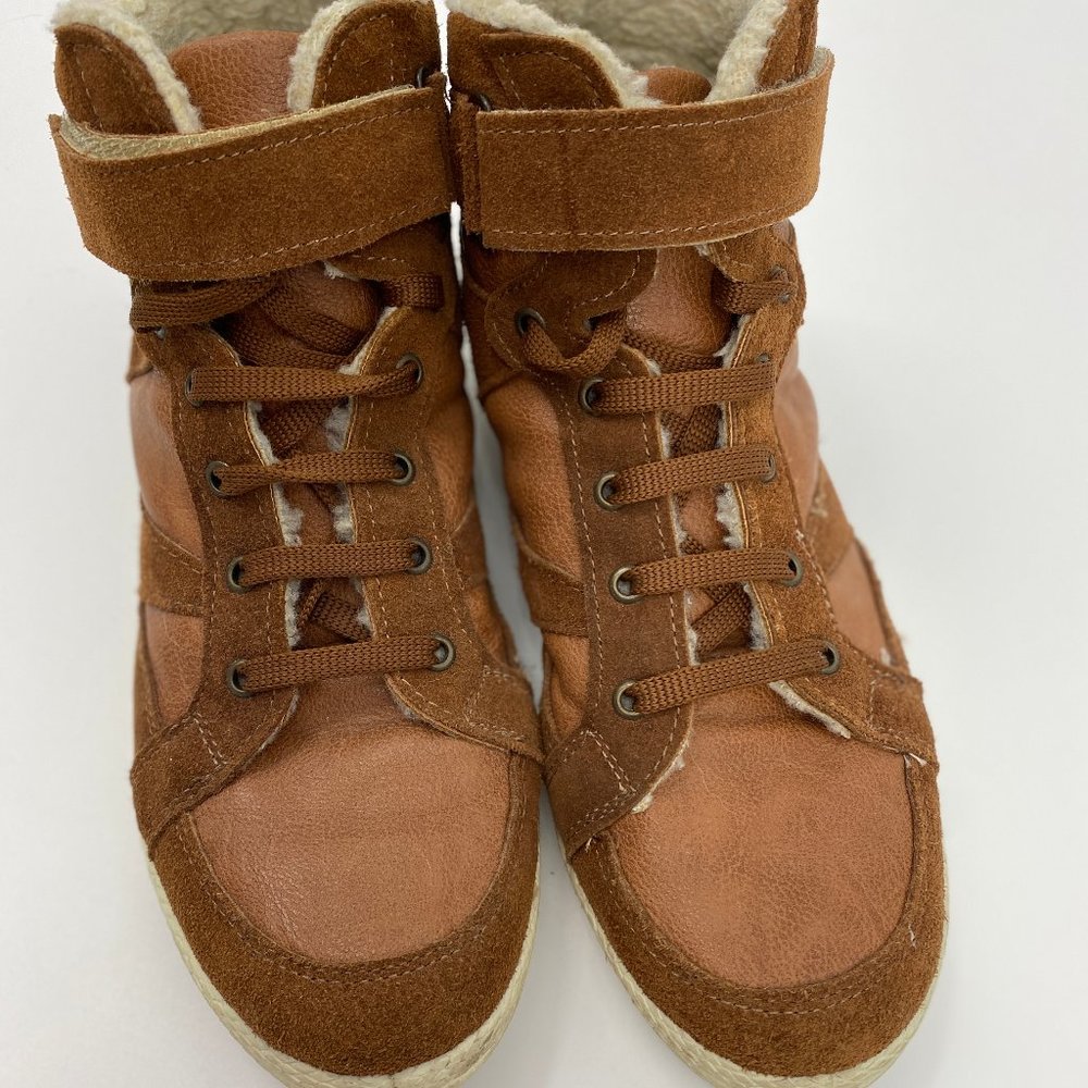 Topshop Brown Furry Hightop Sneakers - Women's - Picture 2 of 7